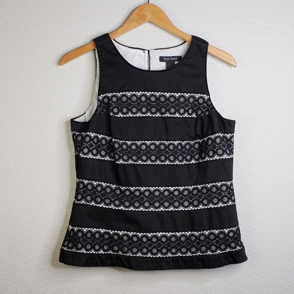 WHBM Woven Cotton Shell With Lace Insets